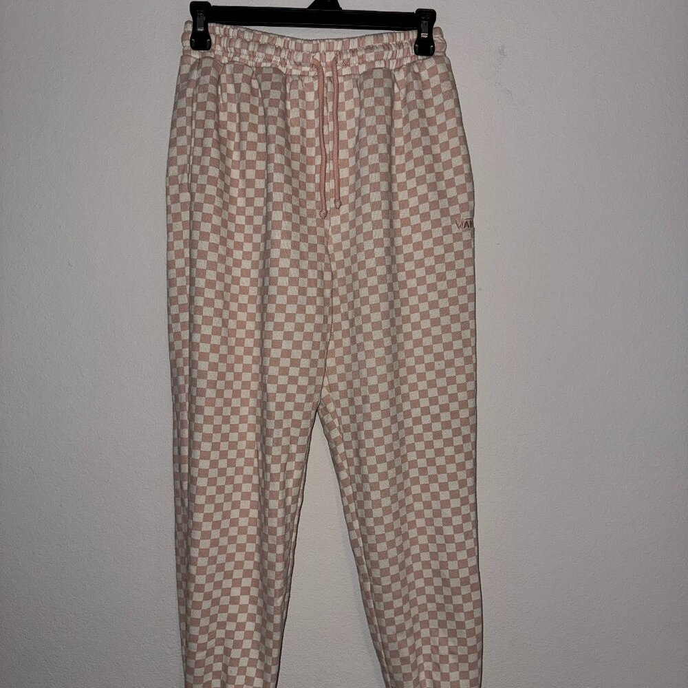 Vans Checkered Sweats Pink & White Jogger Cuffs Women's Size M